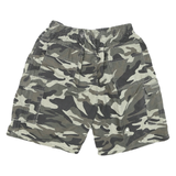 Mens Camouflage Cargo Shorts Cotton Blend XL W28 Elastic Waist Pockets
