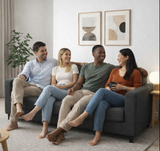 Anyseat 4-Seater Sofa Cover – Plain Dark Grey Style Slipcover for Living Room Chair Protection