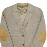 BURNBRAE Womens Beige Wool Herringbone Jacket M Button Closure Elbow Patches
