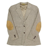 BURNBRAE Womens Beige Wool Herringbone Jacket M Button Closure Elbow Patches