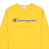 CHAMPION Mens Yellow Long Sleeve Crew Neck Logo T-Shirt M Cotton Blend