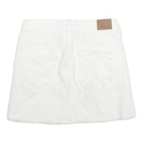 AMERICAN EAGLE Womens White Cotton Blend Denim Mini Skirt UK 4 Distressed Casual