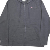 CHAMPION Mens Grey Full Zip Hoodie L Cotton Blend Casual Sweatshirt