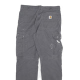 CARHARTT Mens Cotton Blend Grey Relaxed Cargo Trousers W34 L34 Workwear