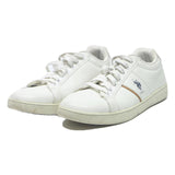 U.S. POLO ASSN Leather Mens Low Top Trainers White Brown UK 9 Casual Comfort