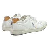 U.S. POLO ASSN Leather Mens Low Top Trainers White Brown UK 9 Casual Comfort