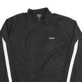 REEBOK Mens Black & White Athletic Zip Jacket XL Polyester Track Sportswear