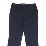 LAUREN RALPH LAUREN Womens Cotton Blend Navy Regular Fit Straight Trousers W33