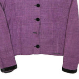 Womens Purple Plain Button Jacket XS Polyester Blend Classic Fit