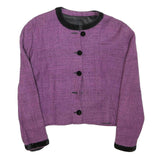 Womens Purple Plain Button Jacket XS Polyester Blend Classic Fit
