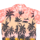 VHO Mens Pink & Yellow Hawaiian Shirt L Tropical Palm Tree Print Summer