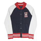TOMMY HILFIGER Womens Navy & White Varsity Patterned Button Up Cotton Blend