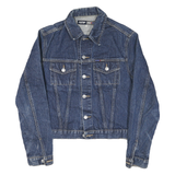 WPM Womens Blue Denim Jacket M Cotton Blend Button Closure Casual Stylish