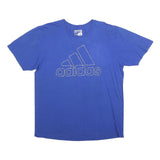ADIDAS Mens Blue XL Cotton Blend T-Shirt Short Sleeve Crew Neck Logo Graphic