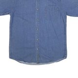 PREMIER Mens Blue Cotton Blend Shirt L Button Down Casual Short Sleeve