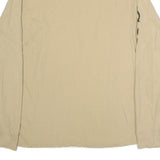GUESS Mens Beige Long Sleeve Crew Neck Cotton T-Shirt L Logo Print