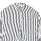 GUESS Womens White & Black Striped Oversized Shirt Long Sleeve Button XL