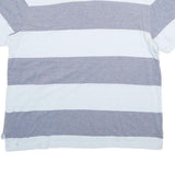 CHAPS Mens Blue & White Striped Short Sleeve Polo Shirt XL Casual Cotton