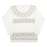 BELLDINI Womens White Patterned Wool Blend Jumper Crew Neck Basic Knit M Stylish