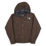 THE NORTH FACE Mens Brown Cotton Blend Zip Hooded Jacket S Casual Outdoor