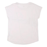 ELLESSE Womens White Grey Logo Graphic T-Shirt UK 12 Short Sleeve Crew Neck