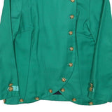 Womens Green Button Cotton Blend Button Jacket XS Plain Classic Formal