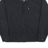 KINGFIELD Mens Black Cotton Blend Jacket L Zip Classic Style Comfortable Pockets