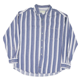 ARIZONA Mens Blue & Green Striped Cotton Blend Shirt L Casual Button Down