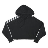 ADIDAS Womens Black Hoodie UK 10 Cropped Drawstring Pullover Cotton Blend