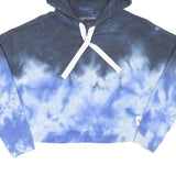 CALVIN KLEIN JEANS Womens Blue & Grey Tie Dye Pullover Hoodie S Crop Top