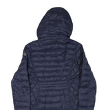 MICHAEL KORS Mens Navy Blue Quilted Jacket S Polyester Blend Zip Hooded Stylish