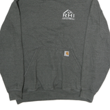 CARHARTT Mens Grey Hoodie L Cotton Logo Workwear Pullover Sweatshirt