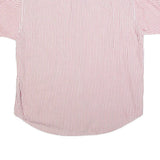 TOMMY JEANS Mens Red & White Stripe Shirt L Button Down Chest Pocket Casual