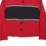 SAG HARBOR Womens Red & Black Button Jacket L Polyester Blend Retro Classic