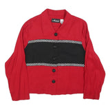SAG HARBOR Womens Red & Black Button Jacket L Polyester Blend Retro Classic
