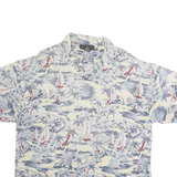 BANANA REPUBLIC Mens White & Blue Sailing Print Short Sleeve Polo Shirt L Casual