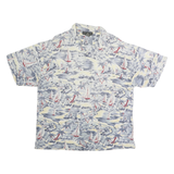 BANANA REPUBLIC Mens White & Blue Sailing Print Short Sleeve Polo Shirt L Casual