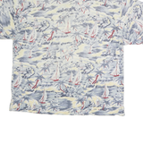 BANANA REPUBLIC Mens White & Blue Sailing Print Short Sleeve Polo Shirt L Casual