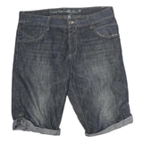 CRANE FIT Mens Shorts Blue Denim Casual M W40 Rolled Hem Cotton