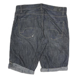 CRANE FIT Mens Shorts Blue Denim Casual M W40 Rolled Hem Cotton