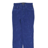 VERSACE Womens Cotton Blend Blue Slim Straight Trousers W26 L32 Designer Zip