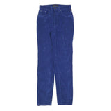 VERSACE Womens Cotton Blend Blue Slim Straight Trousers W26 L32 Designer Zip