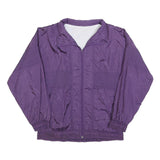Womens Purple Plain Zip Jacket S Polyester Blend Casual Outerwear