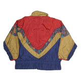 BOLDIES Womens Red Gold & Blue Colourblock Zip Jacket XL Polyester Blend Vintage