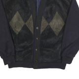 MODANGO Mens Black Suede Button Jacket XL Suede Plain Vintage Stylish