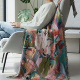 Anycozy Blue Forest Dancer Throw Blanket – Soft Faux Cashmere Sofa & Bed Cover with Tassels