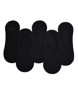 Anyfootwear 5 Pairs Size 4-9 Black Boat Socks Summer Thin Invisible Cotton Non-Slip Silicone Breathable Pure Color For Men