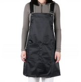 Anypron Waterproof Barber Apron – Black Cross‑Back with 3 Pockets