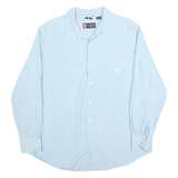 CHAPS Mens Blue & White Striped Shirt L Cotton Blend Classic