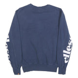 ELLESSE Mens Blue Crew Neck XS Logo Sleeve Sweatshirt Cotton Blend Pullover
